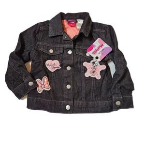 Minnie Mouse Toddler Denim Jacket Size 2T Black Denim Disney NWT